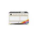 ILVE UM15FDQNS3RAGLP Majestic II 60 inch Dual Fuel Range (Liquid Propane, Solid Door, RAL, Brass)