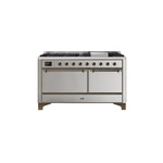 ILVE UM15FDQNS3SSBLP Majestic II 60" Dual Fuel Range (Liquid Propane, Solid Door, Stainless Steel, Burnished)