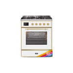 ILVE UM30DNE3RAGLP Majestic II 30 inch Dual Fuel Range (Liquid Propane, Triple Glass Door, RAL, Brass)