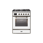 ILVE UM30DNE3WHB Majestic II 30" Dual Fuel Range (Natural Gas, Triple Glass Door, White, Burnished)