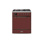 ILVE UM30DQNE3BUBLP Majestic II 30" Dual Fuel Range (Liquid Propane, Solid Door, Burgundy, Burnished)