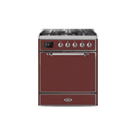 ILVE UM30DQNE3BUCLP Majestic II 30" Dual Fuel Range (Liquid Propane, Solid Door, Burgundy, Chrome)