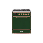 ILVE UM30DQNE3EGPLP Majestic II 30" Dual Fuel Range (Liquid Propane, Solid Door, Emerald Green, Copper)