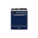 ILVE UM30DQNE3MBCLP Majestic II 30" Dual Fuel Range (Liquid Propane, Solid Door, Midnight Blue, Chrome)