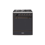 ILVE UM30DQNE3MGBLP Majestic II 30" Dual Fuel Range (Liquid Propane, Solid Door, Graphite Matte, Burnished)