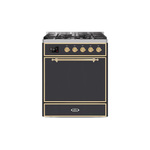 ILVE UM30DQNE3MGGLP Majestic II 30" Dual Fuel Range (Liquid Propane, Solid Door, Graphite Matte, Brass)