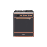 ILVE UM30DQNE3MGP Majestic II 30" Dual Fuel Range (Natural Gas, Solid Door, Graphite Matte, Copper)