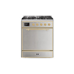 ILVE UM30DQNE3SSG Majestic II 30" Dual Fuel Range (Natural Gas, Solid Door, Stainless Steel, Brass)