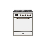 ILVE UM30DQNE3WHBLP Majestic II 30" Dual Fuel Range (Liquid Propane, Solid Door, White, Burnished)