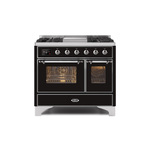 ILVE UMD10FDNS3BKCLP Majestic II 40 inch Dual Fuel Range (Liquid Propane, Triple Glass Door, Glossy Black, Chrome)