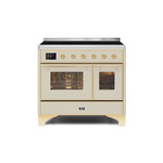 ILVE UMDI10NS3AWG Majestic II 40" Induction Range (Triple Glass Door, Antique White, Brass)