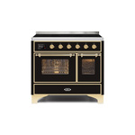 ILVE UMDI10NS3BKG Majestic II 40" Induction Range (Triple Glass Door, Glossy Black, Brass)