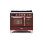 ILVE UMDI10NS3BUC Majestic II 40" Induction Range (Triple Glass Door, Burgundy, Chrome)