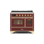 ILVE UMDI10NS3BUG Majestic II 40" Induction Range (Triple Glass Door, Burgundy, Brass)