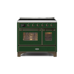 ILVE UMDI10NS3EGB Majestic II 40 inch Induction Range with 6 Elements, Booster Function, Bridge Control, Residual Heat Indicator (Triple Glass Door, Emerald Green, Burnished)