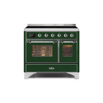 ILVE UMDI10NS3EGC Majestic II 40 inch Induction Range with 6 Elements, Booster Function, Bridge Control, Residual Heat Indicator (Triple Glass Door, Emerald Green, Chrome)