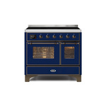 ILVE UMDI10NS3MBB Majestic II 40" Induction Range (Triple Glass Door, Midnight Blue, Burnished)