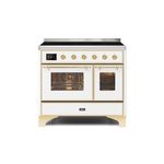 ILVE UMDI10NS3WHG Majestic II 40" Induction Range (Triple Glass Door, White, Brass)