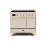 ILVE UMDI10QNS3AWG Majestic II 40" Induction Range (Solid Door, Antique White, Brass)