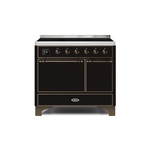 ILVE UMDI10QNS3BKB Majestic II 40" Induction Range (Solid Door, Glossy Black, Burnished)