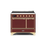 ILVE UMDI10QNS3BUG Majestic II 40" Induction Range (Solid Door, Burgundy, Brass)