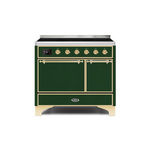 ILVE UMDI10QNS3EGG Majestic II 40" Induction Range (Solid Door, Emerald Green, Brass)