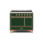 ILVE UMDI10QNS3EGP Majestic II 40" Induction Range (Solid Door, Emerald Green, Copper)