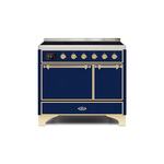 ILVE UMDI10QNS3MBG Majestic II 40" Induction Range (Solid Door, Midnight Blue, Brass)