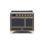 ILVE UMDI10QNS3MGG Majestic II 40" Induction Range (Solid Door, Graphite Matte, Brass)