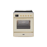 ILVE UMI30NE3AWG Majestic II 30" Induction Range (Triple Glass Door, Antique White, Brass)