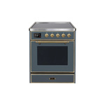 ILVE UMI30NE3BGG Majestic II 30" Induction Range (Triple Glass Door, Blue Grey, Brass)