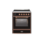 ILVE UMI30NE3BKP Majestic II 30" Induction Range (Triple Glass Door, Glossy Black, Copper)