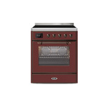 ILVE UMI30NE3BUB Majestic II 30" Induction Range (Triple Glass Door, Burgundy, Burnished)