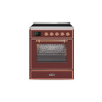 ILVE UMI30NE3BUP Majestic II 30" Induction Range (Triple Glass Door, Burgundy, Copper)