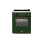 ILVE UMI30NE3EGB Majestic II 30" Induction Range (Triple Glass Door, Emerald Green, Burnished)