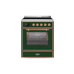 ILVE UMI30NE3EGP Majestic II 30" Induction Range (Triple Glass Door, Emerald Green, Copper)