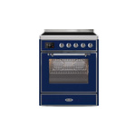 ILVE UMI30NE3MBC Majestic II 30 inch Induction Range (Triple Glass Door, Midnight Blue, Chrome)