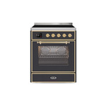 ILVE UMI30NE3MGG Majestic II 30" Induction Range (Triple Glass Door, Graphite Matte, Brass)