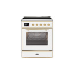 ILVE UMI30NE3WHG Majestic II 30" Induction Range (Triple Glass Door, White, Brass)