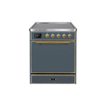 ILVE UMI30QNE3BGG Majestic II 30 inch Induction Range (Solid Door, Blue Grey, Brass)