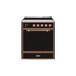 ILVE UMI30QNE3BKP Majestic II 30" Induction Range (Solid Door, Glossy Black, Copper)