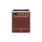 ILVE UMI30QNE3BUP Majestic II 30 inch Induction Range (Solid Door, Burgundy, Copper)