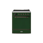 ILVE UMI30QNE3EGB Majestic II 30" Induction Range (Solid Door, Emerald Green, Burnished)