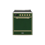 ILVE UMI30QNE3EGG Majestic II 30 inch Induction Range (Solid Door, Emerald Green, Brass)