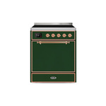 ILVE UMI30QNE3EGP Majestic II 30 inch Induction Range (Solid Door, Emerald Green, Copper)