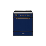 ILVE UMI30QNE3MBB Majestic II 30 inch Induction Range (Solid Door, Midnight Blue, Burnished)