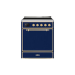 ILVE UMI30QNE3MBG Majestic II 30" Induction Range (Solid Door, Midnight Blue, Brass)