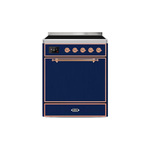 ILVE UMI30QNE3MBP Majestic II 30" Induction Range (Solid Door, Midnight Blue, Copper)