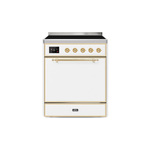 ILVE UMI30QNE3WHG Majestic II 30" Induction Range (Solid Door, White, Brass)