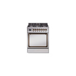 ILVE UN30QNMPSSB Nostalgie II Noblesse 30 inch Dual Fuel Range  (Natural Gas, Solid Door, Stainless Steel, Burnished)